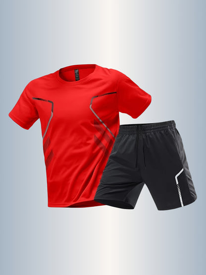 Men'S Lightweight Running Set - Breathable, Quick-Dry Athletic Wear with Zipper Pockets, Ideal for Outdoor Fitness & Training, Casual Sportswear|Casual Sportswear, Athletic Wear