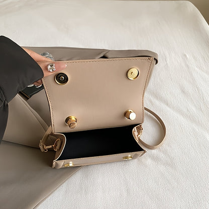 Elegant French Niche Design Women'S Diagonal Backpack - Multifunctional Small Square Commuting Wallet with Adjustable Shoulder Straps, Magnetic Closure, Black Or White Synthetic Faux Leather, Exquisite Daily Wallet for Daily