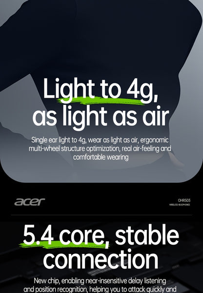 30 ժամյա անլար ականջակալներ Acer OHR503 Mini Sport անլար ականջակալներ | Անլար ստերեո, երկար 30 ժամյա սպասման ռեժիմ, աղմուկի մարում, հարմարավետ կրելու համար | Համընդհանուր չափս, վերջին մոդել, հպումային կառավարում