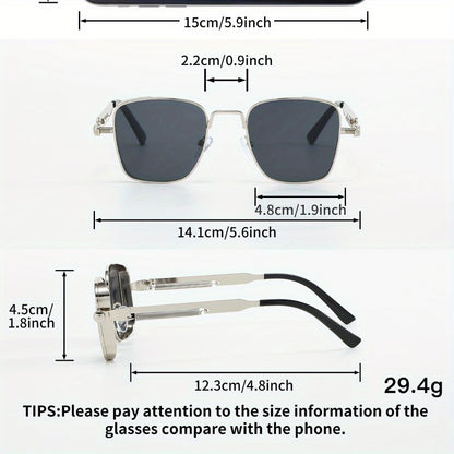 Vintage Steampunk Fashion Glasses for Men and Women - Golden-Tone Metal Frame with Green Tinted Lenses, Perfect for Parties, Music Festivals, and Casual Attire, Festival Eyewear, Retro Aesthetic, Durable Eyewear