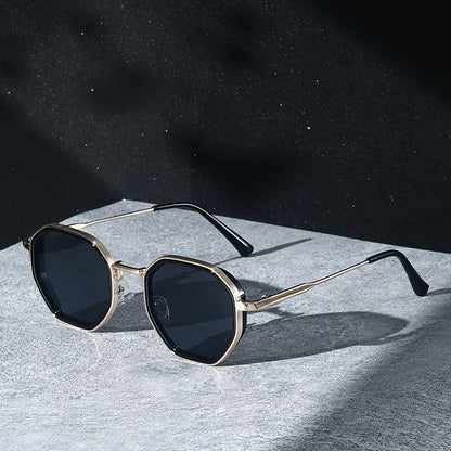 West Scenery Unisex Geometric Fashion Glasses - Metal Frame, PC Lenses, Gradient Tinting, Lightweight & Stylish for All Fashion Styles, Casual Eyewear|Modern Eyewear|Durable Eyeglasses