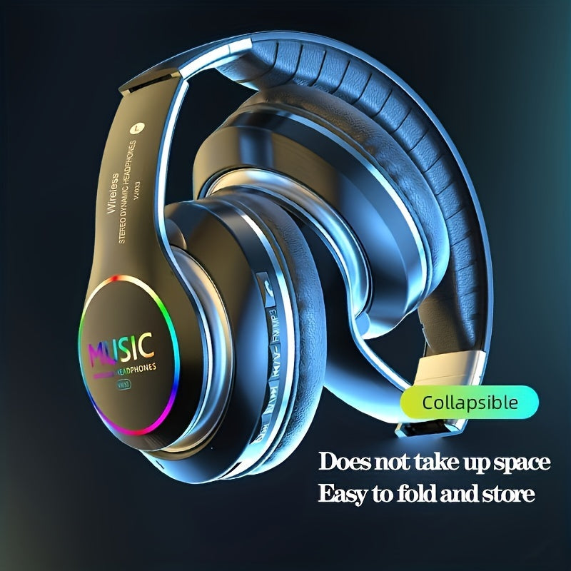 Upgraded Wireless Headphones with Deep Bass, Built-in Mic, Lightweight Foldable Design, 3.5mm Audio Jack, Stereo Sound for Travel, Work, Laptops, and Mobile Devices - iOS Gaming Headset, Ideal Christmas Gift, Headphone Hearin