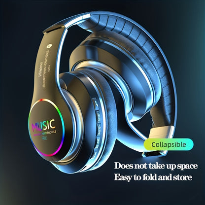 Upgraded Wireless Headphones with Deep Bass, Built-in Mic, Lightweight Foldable Design, 3.5mm Audio Jack, Stereo Sound for Travel, Work, Laptops, and Mobile Devices - iOS Gaming Headset, Ideal Christmas Gift, Headphone Hearin