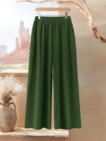 Plus Size, Women's Plus Size Printed Elegant Loose Long Sleeve Top and Pants Set