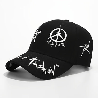 Trendy Snapback Hat - Casual & Versatile with Star-Circle Design, Color Block Stitching for Casual Attire