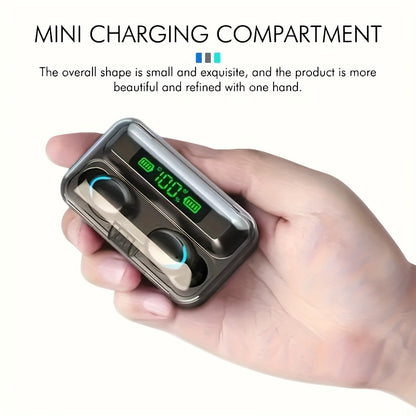 High-Fidelity Stereo Wireless Earphones, In-Ear Headphones with Touch Control and Noise Reduction for Voice Calls, USB Charging, Lithium Battery of 800mA, Long-Life Sports Gaming Headphones with Display