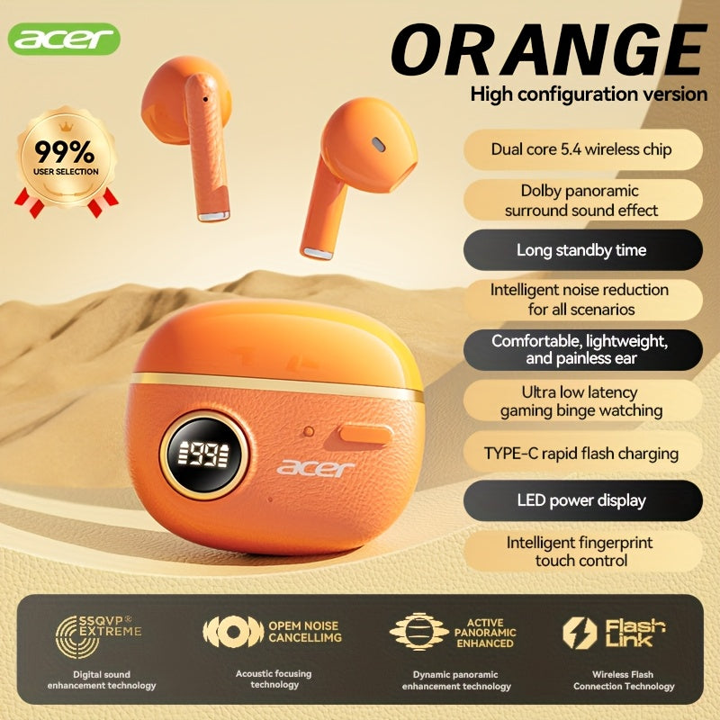 ACER TWS Wireless Earbuds with Deep Bass & Noise Cancellation, Long-Lasting Comfort, HIFI Sound, Touch Controls, Fast Delivery, Compatible with Phones/Tablets/Laptops, Ideal for Running, Music, Business, and More, Wireless Ea