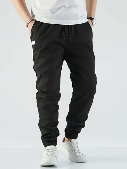 Men's Beige Cargo Pants with Multiple Pockets - Machine Washable, Comfortable Loose Fit, Ideal for Outdoor Activities, Durable Polyester Fabric