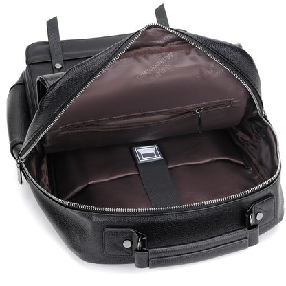 Stylish Men's Backpack - Multifunctional, Large Capacity for 39.62cm Laptop, Business & Travel Ready, Durable PU Material