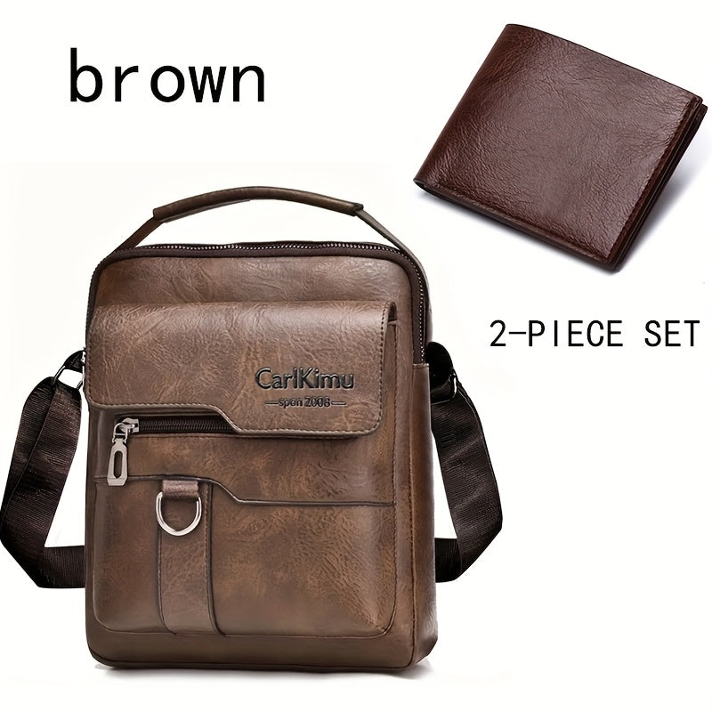 New Men's crossbody bag, single-shoulder bag, casual and fashionable, simple and trendy handbag for going out [Zipper direction random]