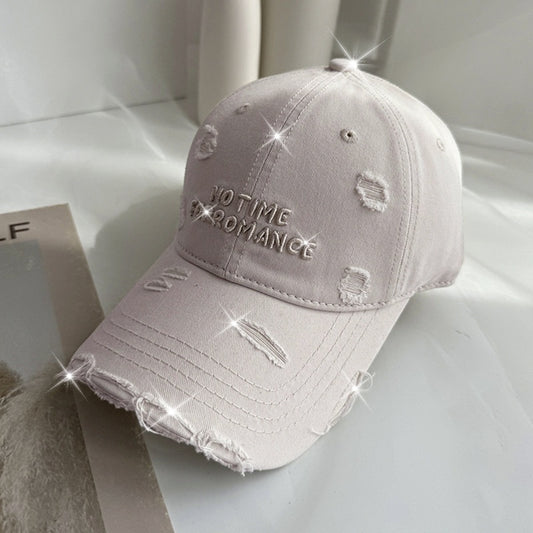 2025 Spring-Summer New Embroidered Letter Distressed Baseball Cap Unisex Versatile Sun Hat for Men and Women