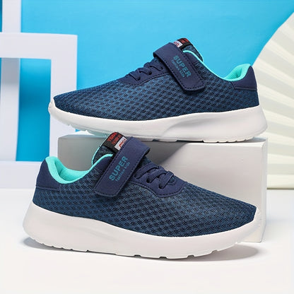 Casual Blue Breathable Mesh Sneakers For Boys, Outdoor Walking Running Shoes For Spring Summer