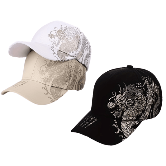 1pc Unisex Sunshade Breathable Adjustable Baseball Cap With Dragon Print For Outdoor Sport, Ideal choice for Gifts