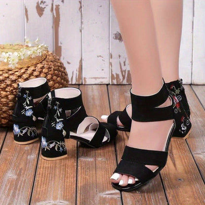 Chunky Heel Sandals Pu Rubber Ankle-Strap Buckle Mid Heel(3-5cm) Open Toe