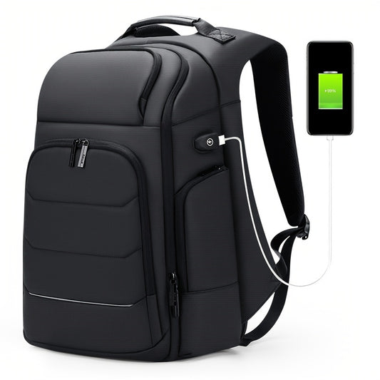 FENRUIEN Men'S Large Capacity Expandable Backpack with USB Charging, 39.62cm Laptop Bag, Durable Oxford Fabric, Multiple Compartments for Travel and Business Use, Travel Backpack | Minimalist Backpack | Durable Zippers, Lapto