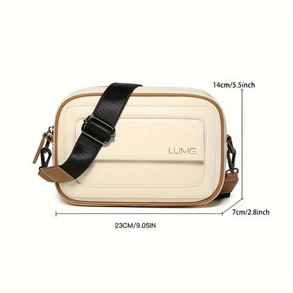 LUMG Fashion Faux Leather Crossbody Bag, Small Square Sling Shoulder Bag, Casual Messenger Chest Pack, Ideal for Valentine's Day Gift, Adult Birthday Present, Daily Commute - Adjustable Strap - Black