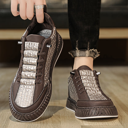[Urban Appeal] Trendy Solid Color Low Top Sneakers, All-Season Lace-Up Casual Shoes with Faux Upper, Fabric Inner, Rubber Sole, and Comfortable Cloth Insole, Versatile Trainers | Modern Sneakers | Durable Rubber Sole