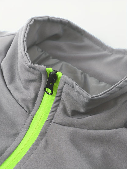 Men'S Casual Patchwork Athletic Suit Comfortable And Good Wear Coat And Long Pants Tracksuit