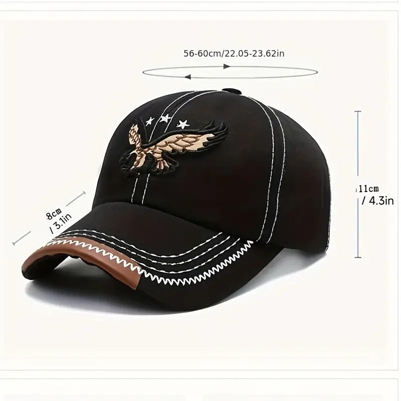 Unisex Fashion Cool 3D Eagle Embroidered Baseball Hat, Adjustable Sun Protection Casual Sports Sun Hat For Women & Men