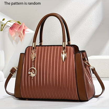 Women's Elegant Convertible Handbag - Large Capacity Purse with Detachable Strap, Golden-Tone Hardware, Zipper Closure - Everyday & Formal Bag for Women - Gift for Her (INCK KMCRK), Ladies Handbags, Travel Tote, Chic Accessor