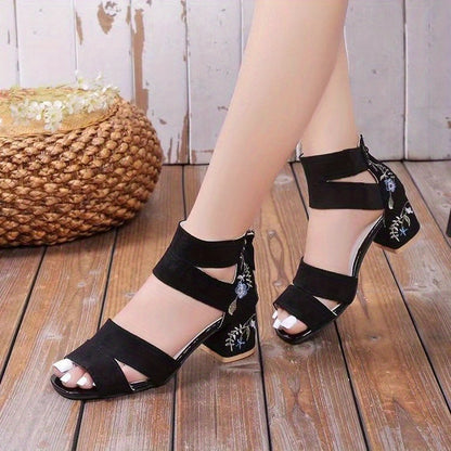 Chunky Heel Sandals Pu Rubber Ankle-Strap Buckle Mid Heel(3-5cm) Open Toe