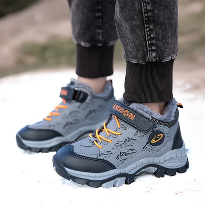 Teen Comfort Plush Lined Hiking Shoes are warm, durable, and comfortable for boys and girls, perfect for fall/winter outdoor adventures, warm and comfortable