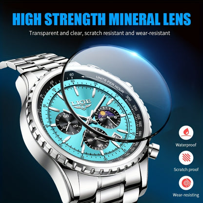 LIGE Top Brand Luxury New Quartz Watch for Women, Luminous Fashion Timepiece for Ladies, Date Chronograph Sports Wristwatch, Men'S Watch