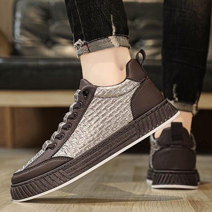 [Urban Appeal] Trendy Solid Color Low Top Sneakers, All-Season Lace-Up Casual Shoes with Faux Upper, Fabric Inner, Rubber Sole, and Comfortable Cloth Insole, Versatile Trainers | Modern Sneakers | Durable Rubber Sole