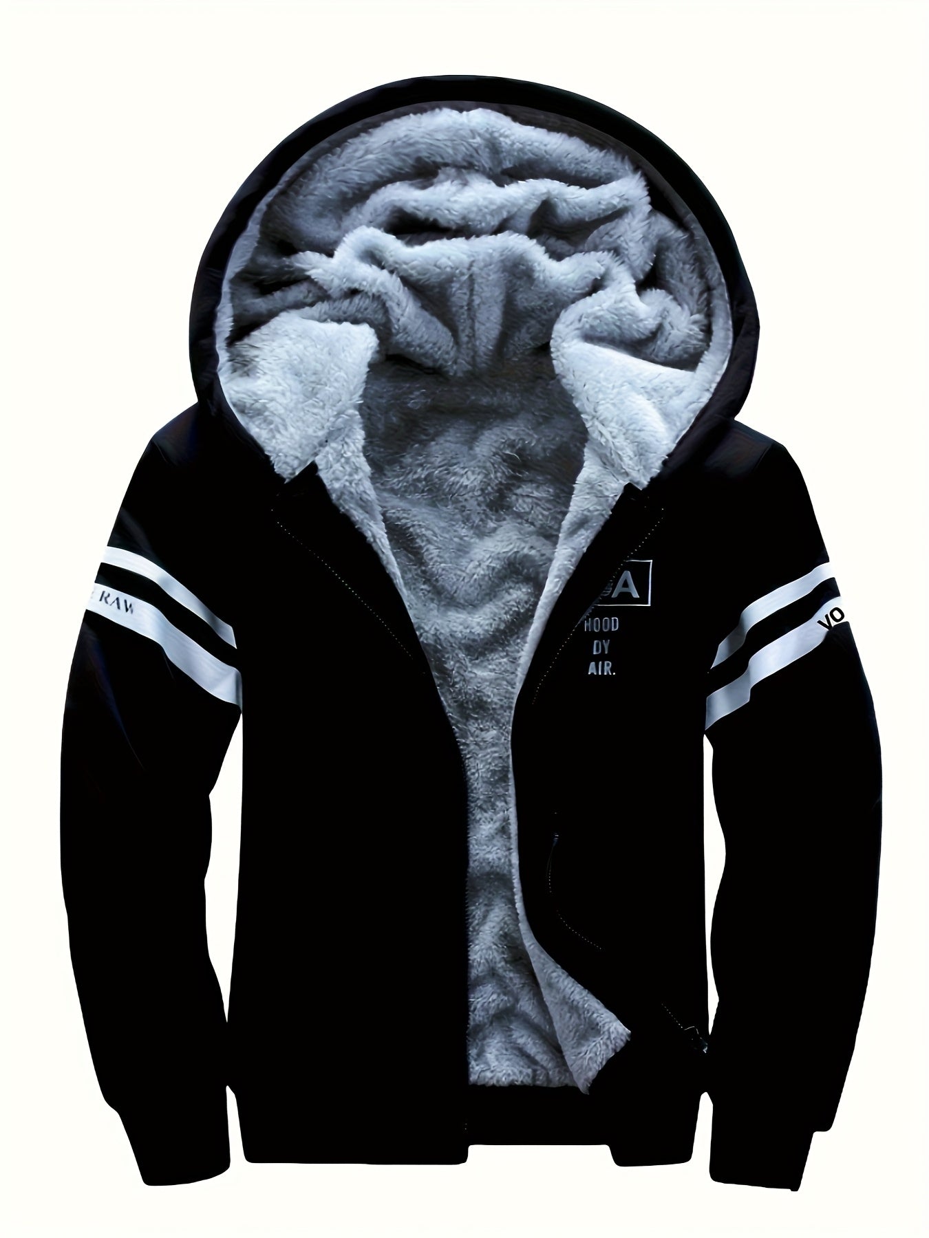 Autumn and Winter Men'S Sports Casual Suit, Men'S Velvet Thickened Sports Suit, Hooded Opening Fitness Suit, Warm Home Suit, Two-piece Set