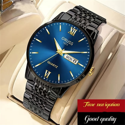 Men's watch calendar high-grade handsome fashion new trend steel watch jazz gentleman all Men's watch