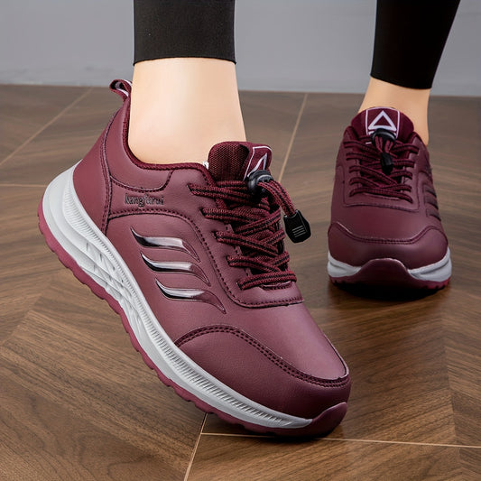 Women's Drawstring Sports Shoes, Waterproof Anti-slip Low Top Running Sneakers, Outdoor Gym Jogging Trainers