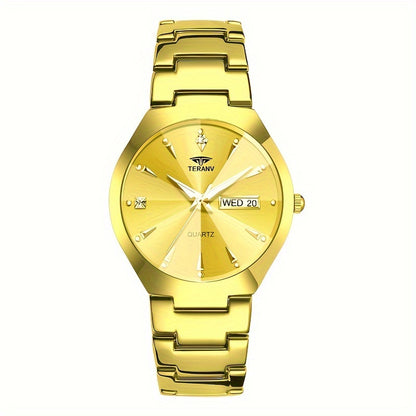 DEBLVE Men's Business Quartz Watch with Luminous Hands, Calendar & Date Display, Stainless Steel Black Dial - Minimalist Luxury Design for Travel, Leisure & Professional Use, Formal Timepiece