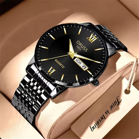 Men's watch calendar high-grade handsome fashion new trend steel watch jazz gentleman all Men's watch