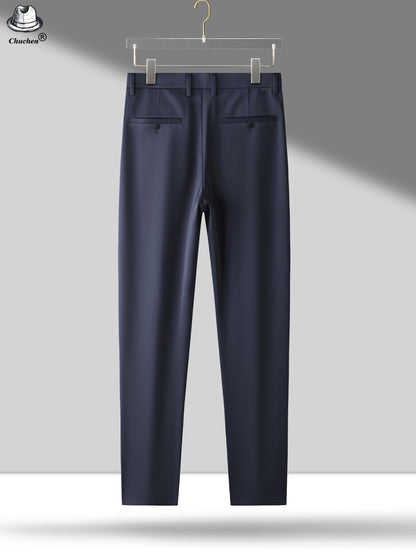 Men's Classic Black Business Dress Pants - Stretch Nylon Blend, Machine Washable, Regular Fit for Office & Formal Wear, Professional Clothing | Regular Fit Suit | Nontransparent Material, Pant Suits