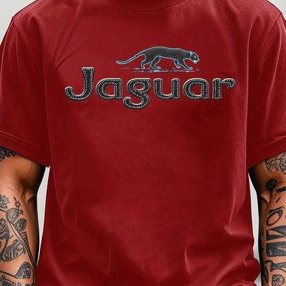 Men'S Jaguar Print Y2K Style T-Shirt - Red, Breathable & Comfortable Short Sleeve Crew Neck Tee for Casual Wear, Outdoor Activities, and Everyday Comfort, Everyday Clothing | Y2K Fashion Tee | Comfortable Fit
