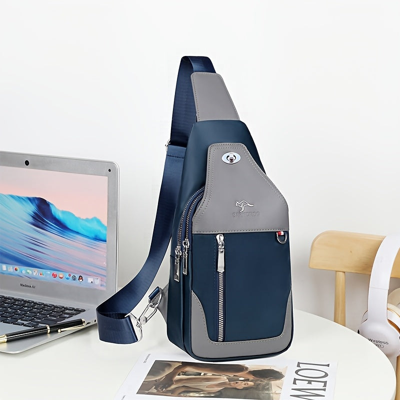 SelectMen'S Large Capacity Motorcycle Bag - Trendy Crossbody Shoulder Bag with Multiple Pockets, Casual Oxford Style, Hand Washable, Ideal for Daily Commute, Everyday Commute Bag|Casual Style Bag|Zippered Closure