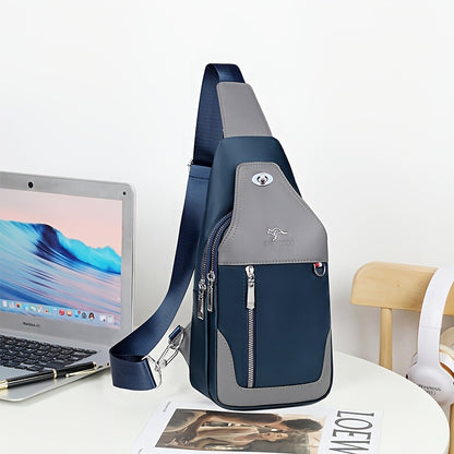 SelectMen'S Large Capacity Motorcycle Bag - Trendy Crossbody Shoulder Bag with Multiple Pockets, Casual Oxford Style, Hand Washable, Ideal for Daily Commute, Everyday Commute Bag|Casual Style Bag|Zippered Closure