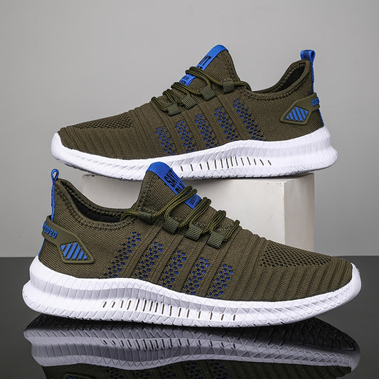 Men'S Breathable Lightweight Tennis Shoes - Sporty Casual Style, Solid Color & Stripe Pattern, All-Season for Hiking, Daily Wear & Ball Games, Lace-Up Design, Low-Top Fabric Upper & Lining, EVA Sole, Fabric Insole