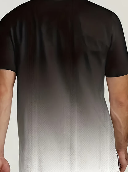 Men'S Summer Sports Workout Set - Crew Neck Short Sleeve T-Shirt & Shorts with "PARIS" Print, Striped Pattern, Knit Fabric, Slight Stretch, Polyester & Spandex Blend, Regular Fit