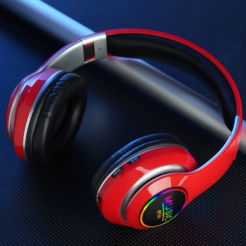 Wireless Earphones, Multi-Color LED Lights, Comfortable Foldable Earphones, SD Card Slot, School/Tablet/Pc/Phone/Birthday/Christmas/Travel Gifts. Popular Wireless Earphones, Head Mounted Wireless Earphones, And Foldable Earbu