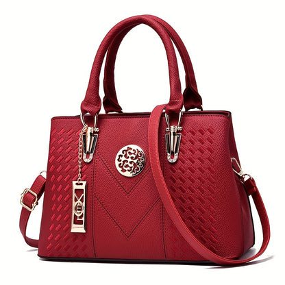 Classic Top Handle Satchel Bag, Fashion PU Bag, Women's Casual Handbag, Shoulder Bag & Tote Purse