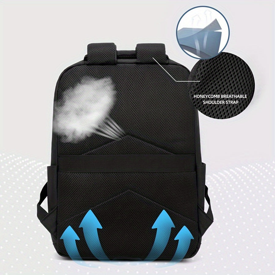 Lightweight Black Laptop Backpack - Durable, Adjustable Shoulder Straps, Zippered Compartments - Ideal for Travel & Daily Use, Laptop Bag