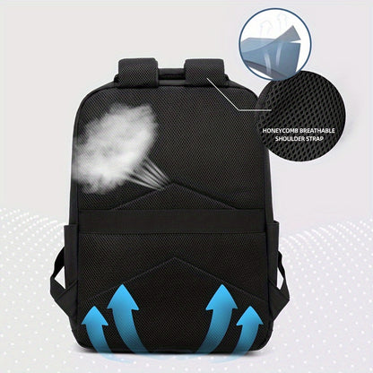 Lightweight Black Laptop Backpack - Durable, Adjustable Shoulder Straps, Zippered Compartments - Ideal for Travel & Daily Use, Laptop Bag