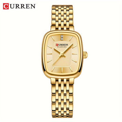 CURREN Women's Watch Original Brand Stainless Steel Strap New Square Subdial Fashionable Casual Business Quartz Analog