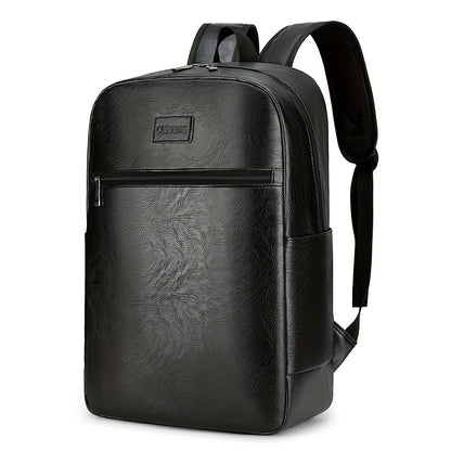 Men'S Lightweight Faux Leather Laptop Backpack - Stylish Black & Brown Design with Adjustable Straps, Tablet Compartment, and Multiple Zippers for School, Office, and Daily Commute, Backpack for School, Office Essentials Carr