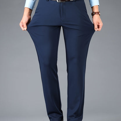 Men's Casual Straight Leg Pants, Chic Business Style Versatile Trousers for Daily Wear