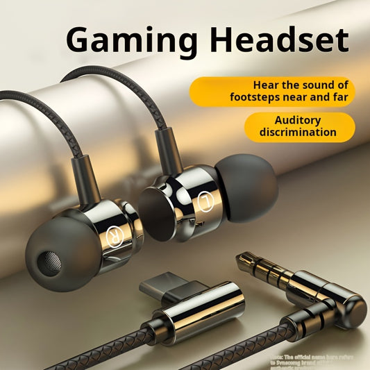 1pc Aluminum Wired Headphones with Mic, HiFi Bass, Noise Cancelling Voice Call, Push Button Volume Control, Non-Waterproof, 3.5mm & Type-C Jack, for Mobile Phones, Computers, Gaming, Karaoke - Ideal Gift for Men and Women, He