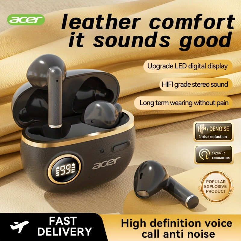 ACER TWS Wireless Earbuds with Deep Bass & Noise Cancellation, Long-Lasting Comfort, HIFI Sound, Touch Controls, Fast Delivery, Compatible with Phones/Tablets/Laptops, Ideal for Running, Music, Business, and More, Wireless Ea