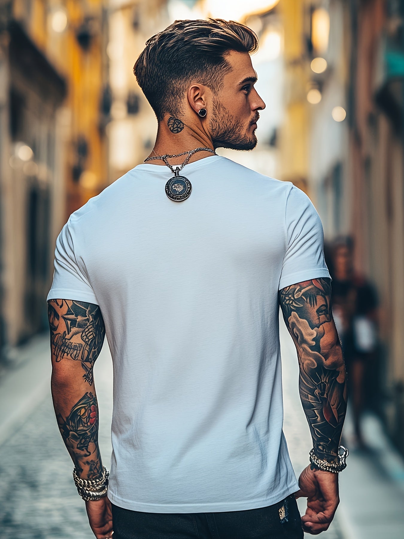 Men'S Brown T-Shirt with ECG Heartbeat Graphic - Casual Streetwear, Short Sleeve, Round Neck, Stretch Fabric, All-Season Comfort, Casual Streetwear Tee | Round Neck Tshirt | Comfortable Fit