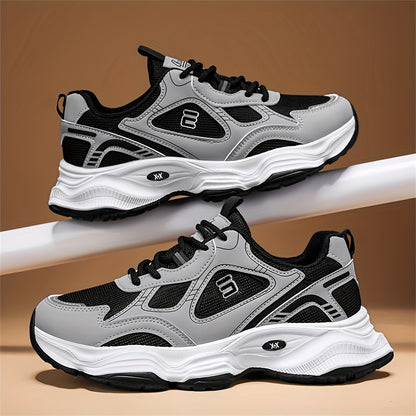 Men'S 2025 New Fashionable Low-Top Sneakers with Thick Sole - Non-Slip, Outdoor Casual Shoes for Teenagers and Young Adults, White and Golden Accents, All-Season Comfort, Casual Footwear | Modern Sneaker Design | Rubber Base